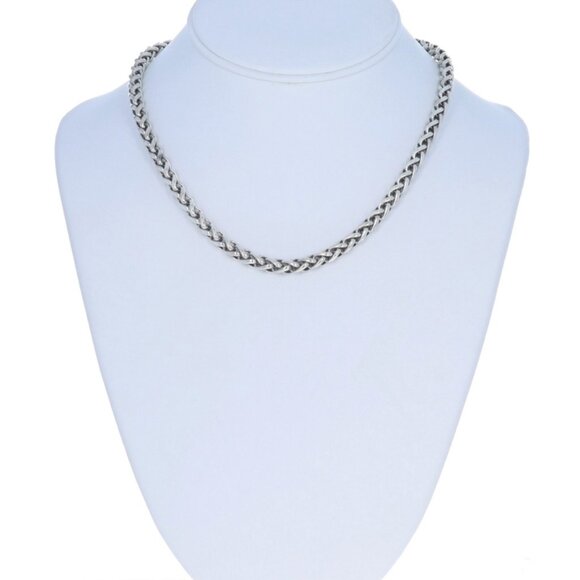 David Yurman 6mm Wheat Chain Necklace 17 1/4" Sterling Silver 925 Yellow Gold14k - Picture 2 of 5